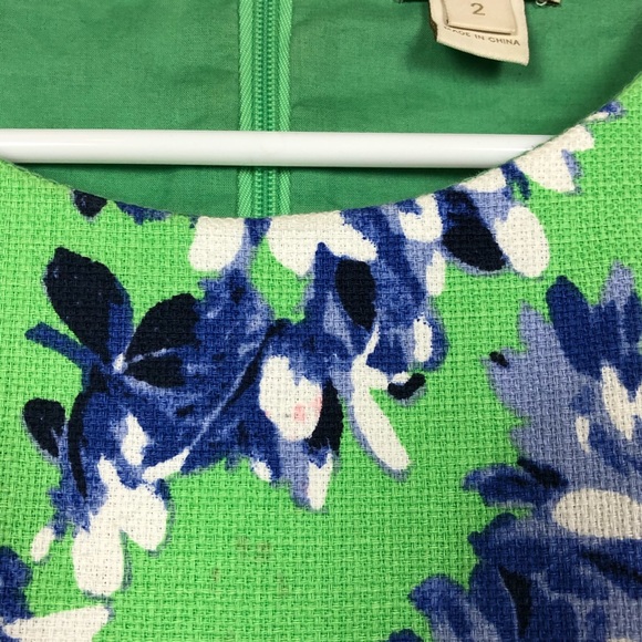 J Crew Dress Sleeveless Green Blue Floral Sheath - Picture 8 of 8